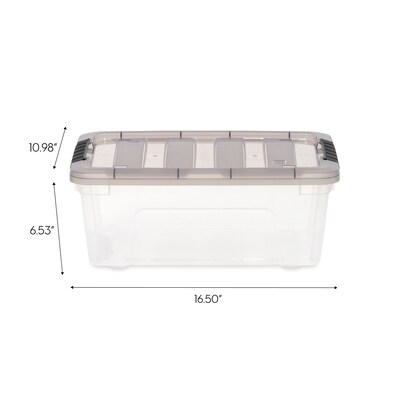 Iris 12.59 Quart Stack and Pull Plastic Latching Storage Bin,  Clear (500210)