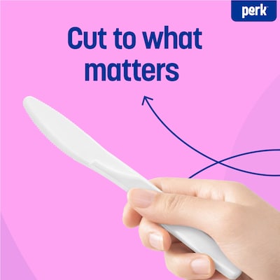Perk™ Polystyrene Assorted Cutlery, Medium-Weight, White, 300/Pack (PK56406)