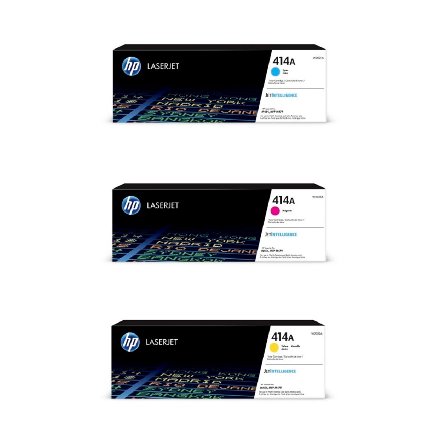 HP 414A Cyan/Magenta/Yellow Standard Yield Toner Cartridge Set, 3/Pack