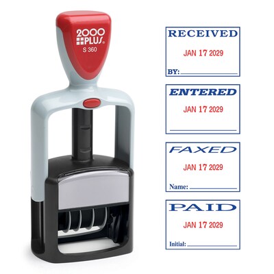 2000 Plus S 360 Dater, RECEIVED, PAID, ENTERED, FAXED, Blue and Red Inks (032519)