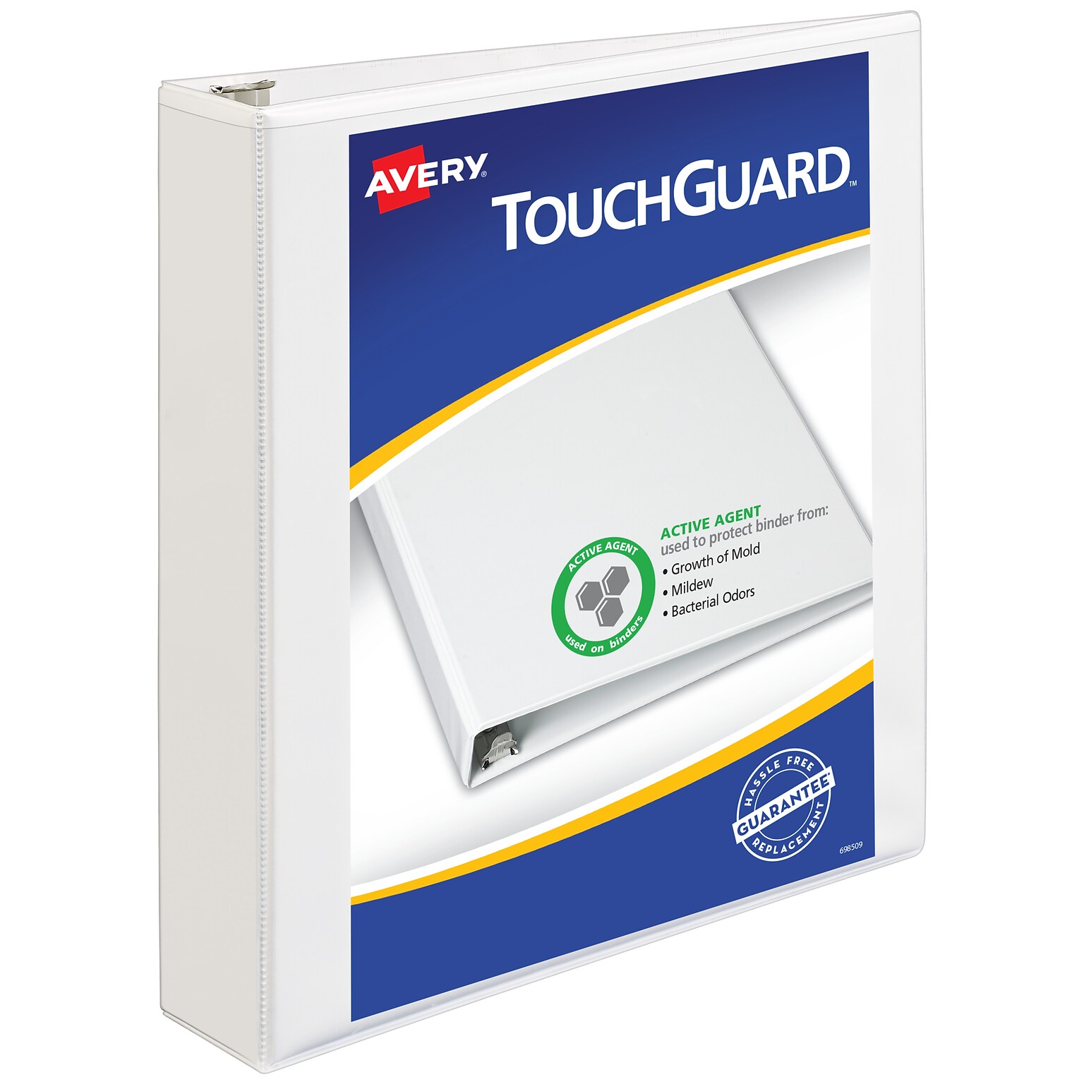 Avery TouchGuard Protection Heavy Duty 1 1/2 3-Ring View Binders, Slant Ring, White (17142)