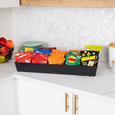 Mind Reader Plastic Snack Tray Countertop Organizer Condiment Holder, Black (SNACKORGT-BLK)