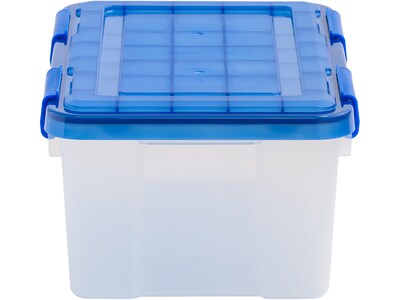 Iris WeatherPro 18.4 Qt. Latch Lid Storage Bin, Clear/Blue (500199)