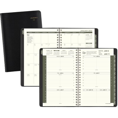 2026 AT-A-GLANCE Recycled 5 x 8 Weekly & Monthly Appointment Book Planner, Faux Leather Cover, Black (70-100G-05-26)