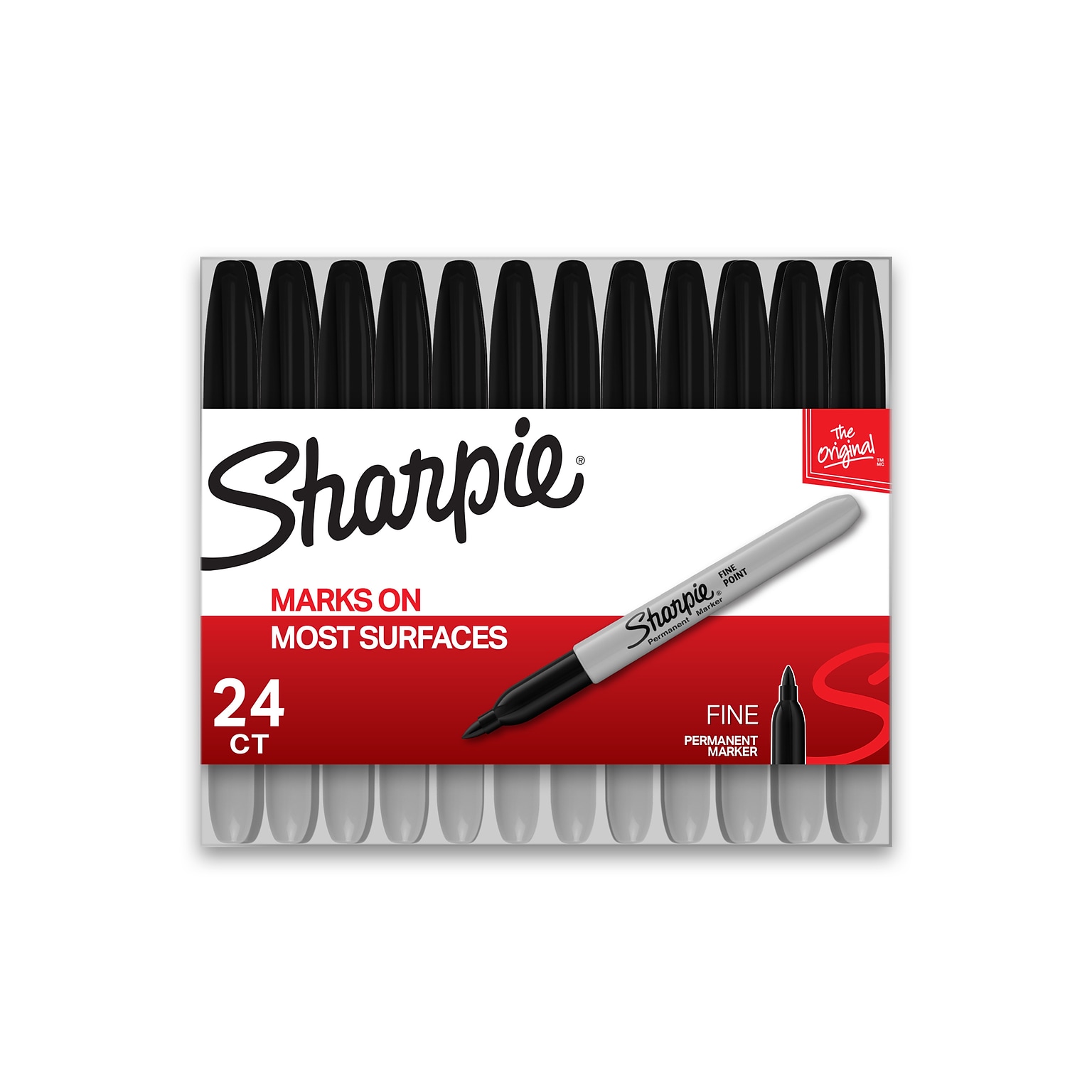 Sharpie Permanent Markers, Fine Tip, Black, 24/Pack (2042918)