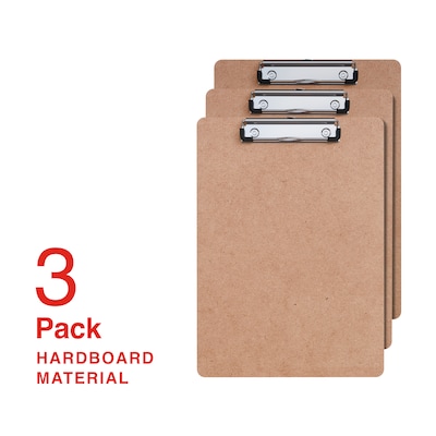 Staples® Hardboard Clipboard, Letter Size, Natural Brown, 3/Pack (ST63361)