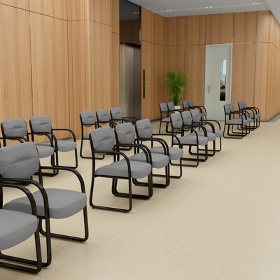Boss LeatherPlus Guest Chair with Sled Base, Gray (B9529-GY)