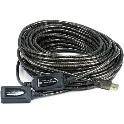 Monoprice 65 ft. USB-A to USB-A Data Transfer Cable, Male to Female, Black (7533)