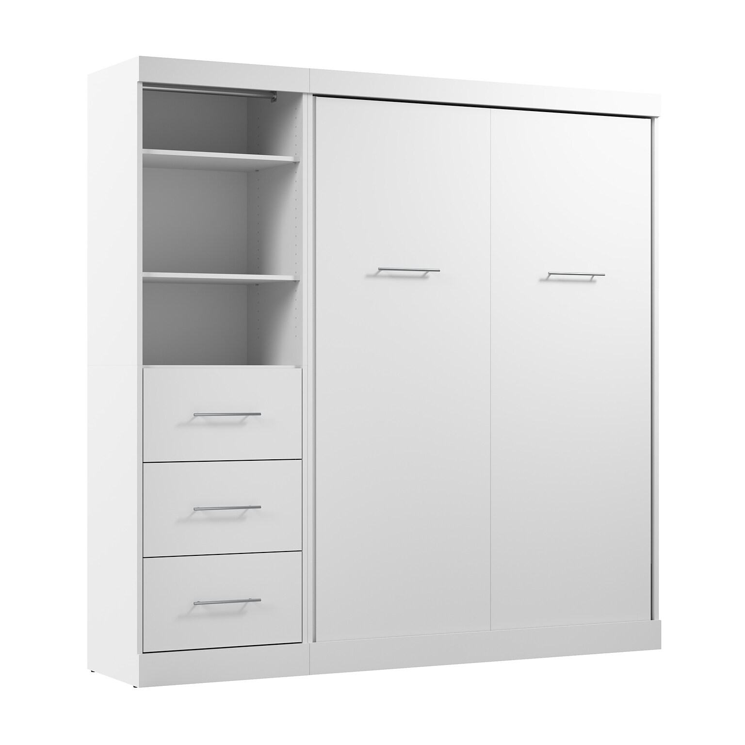 Bestar Nebula Full Murphy Bed and Closet Organizer with Drawers (84W), White (25992-000017)
