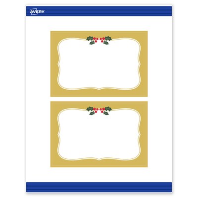 Avery Gold-Metallic Berries Matte Blank Card, White, 20/Pack (S00-FGX)