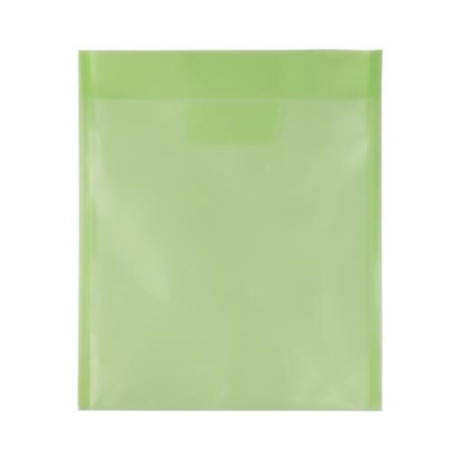 JAM PAPER Plastic Envelopes with Tuck Flap Closure, Letter Open End, 9 7/8 x 11 3/4, Lime Green, 12/Pack (15438965A)