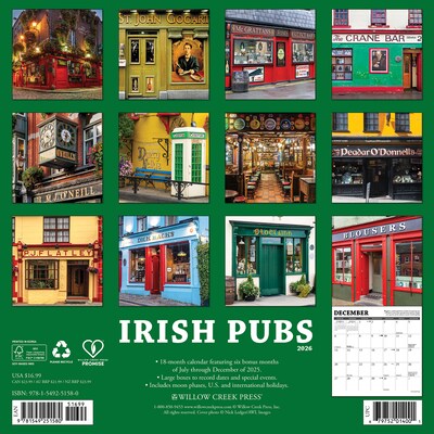 2026 Willow Creek Irish Pubs 12 x 12 Monthly Wall Calendar (51580)