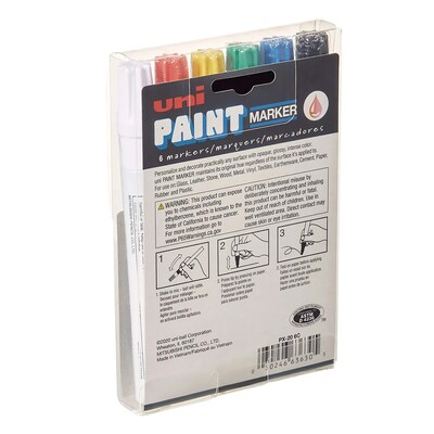 Uni-Paint PX-20 Oil-Based Paint Marker Medium Point Assorted Colors 6-Count