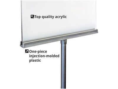 Azar Sign Holder, 11" x 17", Vertical, Freestanding, Clear/Silver Acrylic (300868)