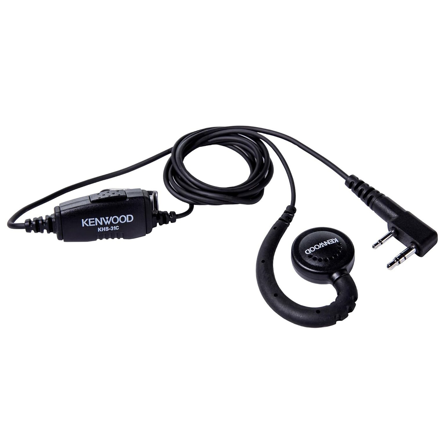 KENWOOD C-Ring Earbud Headset with In-Line Push-To-Talk Microphone, Black (KHS-31C)