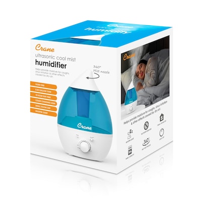 Crane Mini-Drop Ultrasonic Cool Mist Humidifier 0.35-Gallon, 200 sq. ft., Blue (EE-5300)
