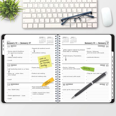 2027 Excello Brands 8.5 x 11 Weekly & Monthly Planner, Paperboard Cover, Black (ORY27-EXE811-BK)