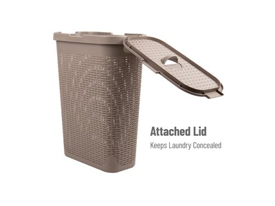 Mind Reader Plastic Laundry Hamper with Lid, Brown Metallic, 2/Set (40HAMP2PK-BRNM)