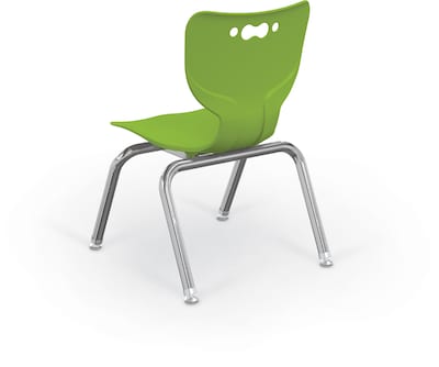 MooreCo 12" Hierarchy Student Chair with 4 Legs, Green/Chrome Base (703673595315)