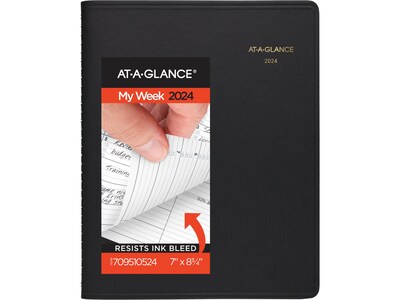 2024 AT-A-GLANCE 7 x 8.75 Weekly Appointment Book, Black (70-951-05-24)