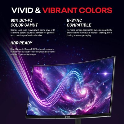 Skytech Stardust 32" Curved 2K 165 Hz LED Gaming Monitor, Black (MTSTARDUST0002B)