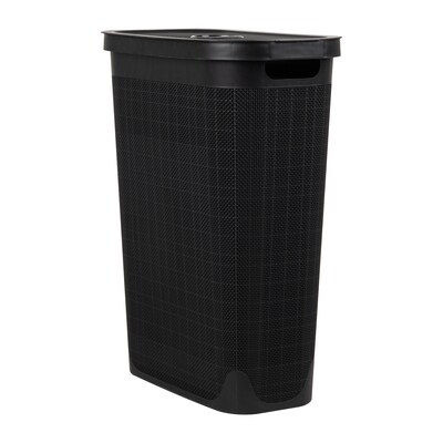 Mind Reader 10.57-Gallon Hamper with Lid, Plastic, Black (40FABHAMP-BLK)