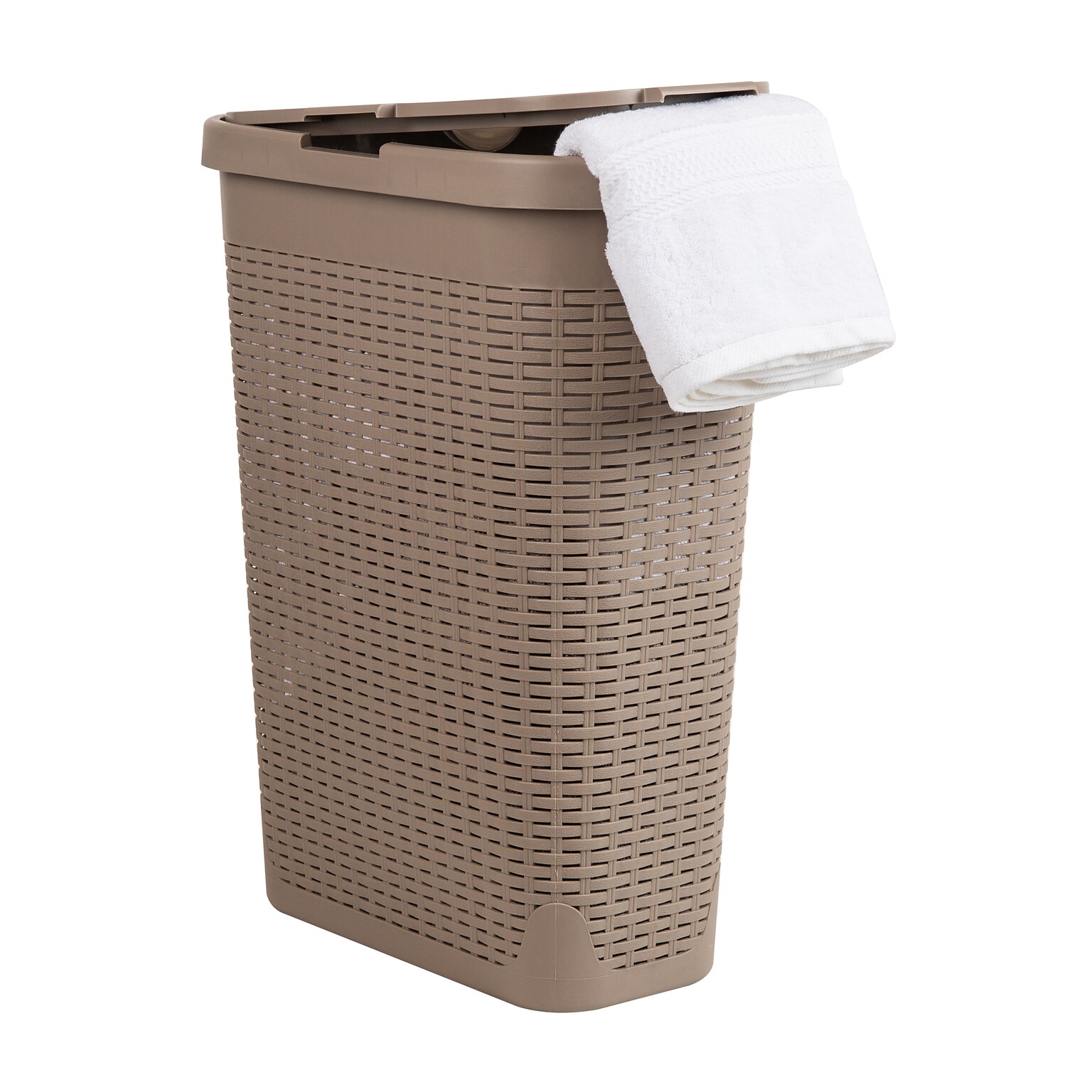 Mind Reader 10.57-Gallon Laundry Hamper with Lid, Plastic, Tan (40HAMP-BRNM)