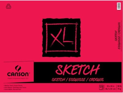Canson 18 x 24 Tape Bound Sketch Pad, 125 Sheets/Pad (27694)