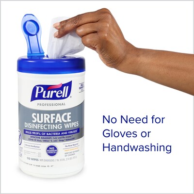 PURELL Professional Disinfecting Wipes, Fresh Citrus Scent, 110 Wipes/Container, 6/Carton (9342-06)
