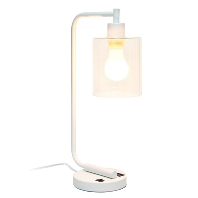 Creekwood Home Vintage Vantage 18.8 Minimalist Industrial Curved Arm Desk Lamp, Feit LED Bulb, Whit