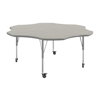 Flash Furniture Wren 60 Flower Activity Table, Height Adjustable, Light Gray Top/Silver Frame (XUA60FLRLGTPC)