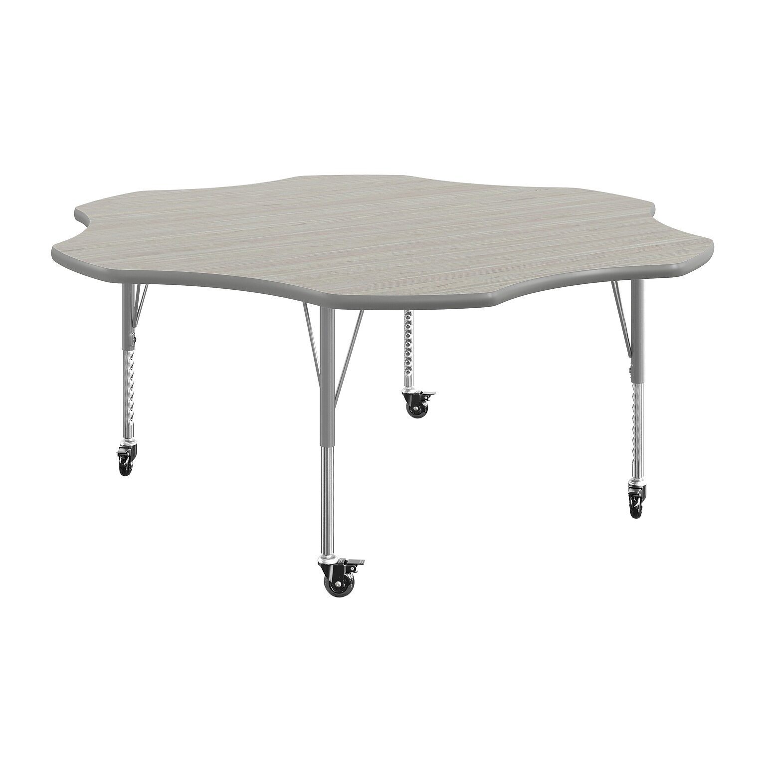 Flash Furniture Wren 60 Flower Activity Table, Height Adjustable, Light Gray Top/Silver Frame (XUA60FLRLGTPC)