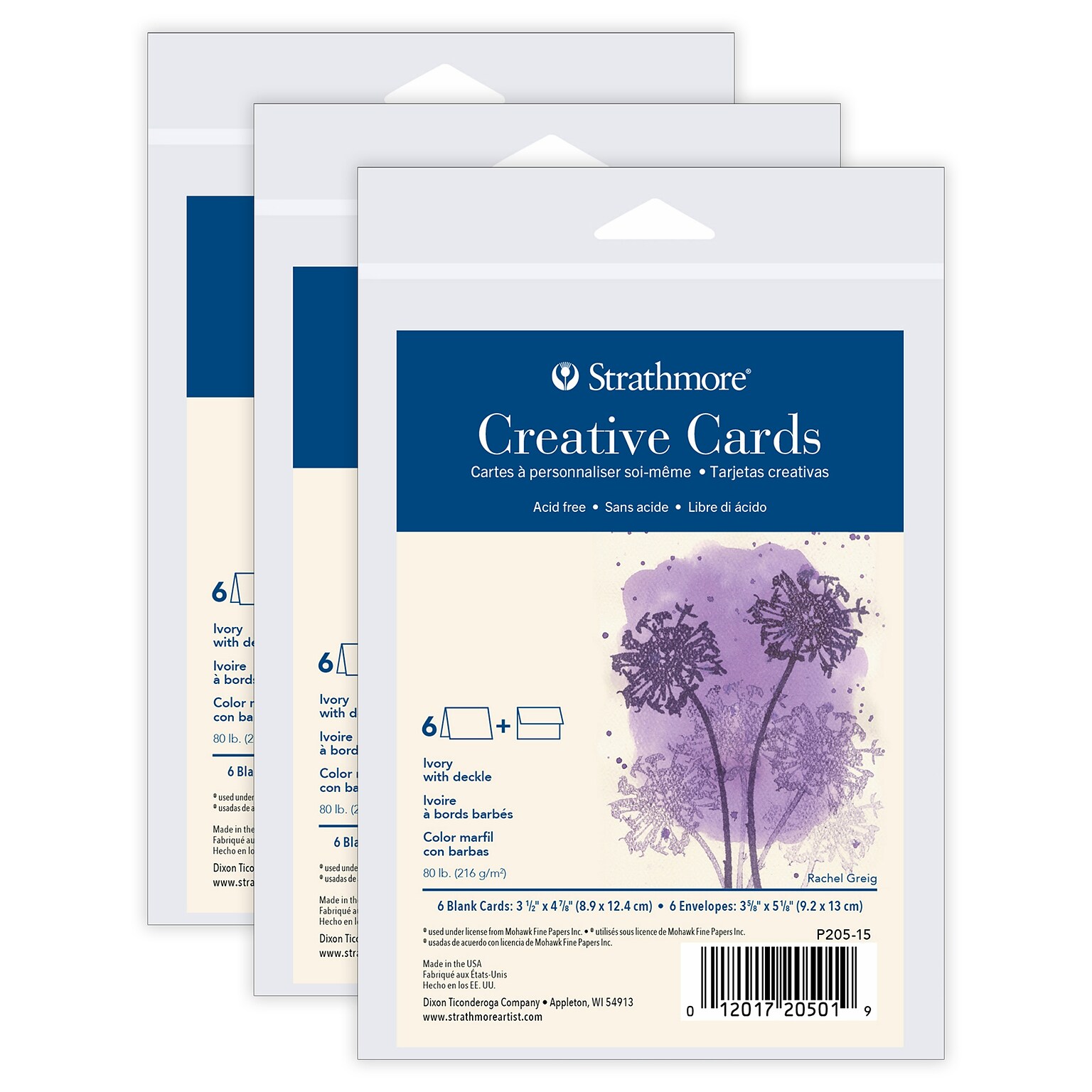 Strathmore Creative Cards & Envelopes, 4.875 x 3.5, Ivory, 6/Sheets, 3/Bundle (STTP20515-3)