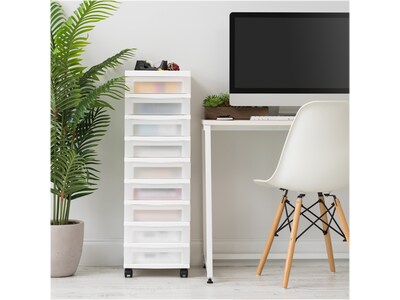 Iris 9-Drawer Storage Cart, White/Translucent White (585004)