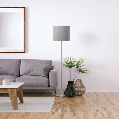 Creekwood Home Vista 57" Contemporary Classic Brushed Nickel Floor Lamp, Gray Shade (CWF-3005-GY)