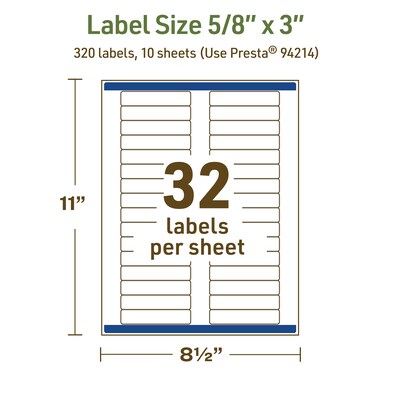 Avery Dissolvable Rectangle Multipurpose Labels, 5/8" x 3", Off-white, 320/Pack (94214)