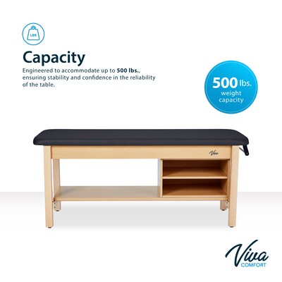 Aristo Wood H-Brace Physician Exam Table with Shelf, Cabinet, Paper Cutter, and Holder, 500lbs. Capacity, Black
