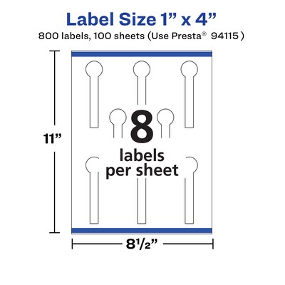 Avery Laser/Inkjet Decorative Edge Multipurpose Labels, 1" x 4", White, 800 Labels/Box (94115)
