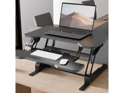 Mount-It! 30"W Manual Rectangular Adjustable Standing Desk Converter, Black (MI-15009S)