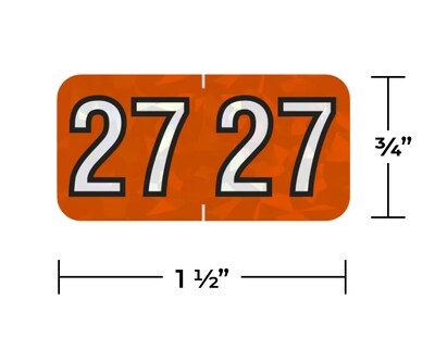 Medical Arts Press Holographic 2027 Year Labels, 3/4 x 1-1/2, Orange, 500/Roll