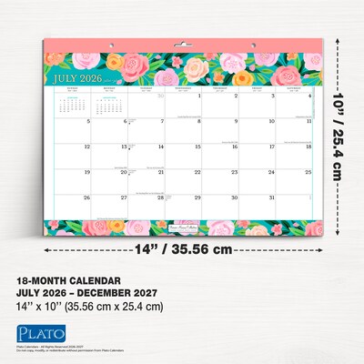 2026-2027 Plato Bonnie Marcus 14" x 10" Academic Monthly Desk Pad Calendar (9798330708093)