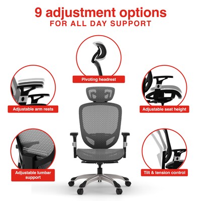 Staples Hyken Ergonomic Mesh Swivel Task Chair, Charcoal Gray (ST63139)