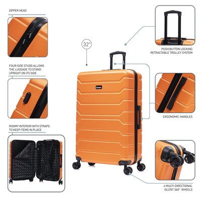 InUSA Trend 34.05" Hardside Suitcase, 4-Wheeled Spinner, TSA Checkpoint Friendly, Orange (IUTRE00XL-ORA)