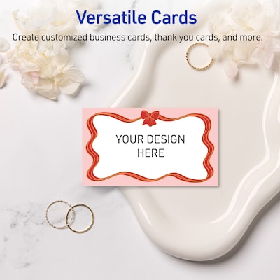 Avery Gold-Pink Bow Matte Blank Card, White, 80/Pack (S00-FF9)