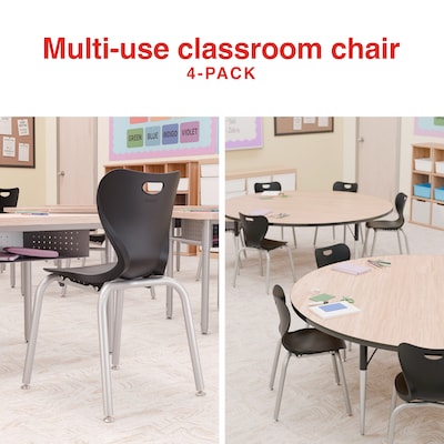 Staples Polypropylene 14" Student Chair, Black, 4/Box (ST63542)