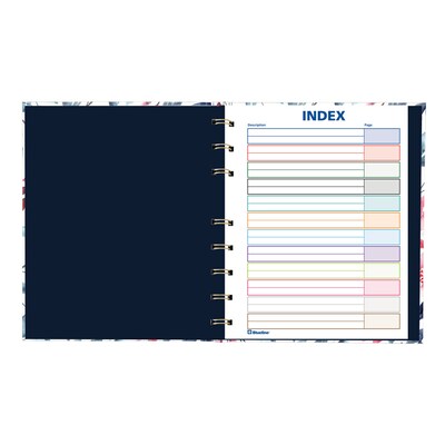 Blueline NotePro Fashion Hard Cover Index Notebook, 7.25" x 9.25", College Ruled, 96 Sheets, Tranquil Blooms (A9C.01)