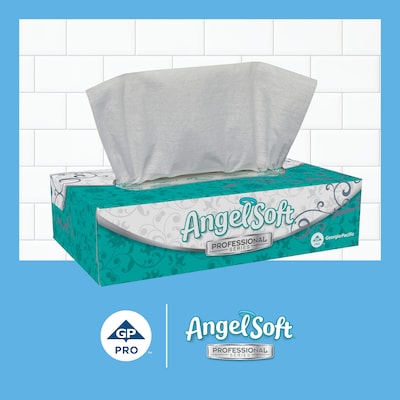 Angel Soft Professional Series Facial Tissue, 2-Ply, White, Flat Box, 100 Sheets/Box, 1 Box/Pack (48580)