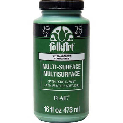 FolkArt Acrylic Paint Multi-Surface Satin, 16oz., Classic Green, 2/Pack (FLK6377-2)