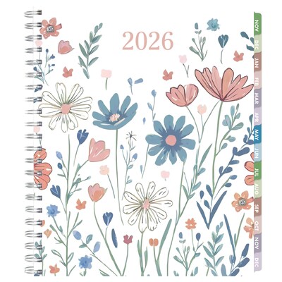 2026 Global Printed Products 8.5" x 11" Weekly & Monthly Planner, Paperboard Cover, Colorful Botanicals (ESPROCY26851130)