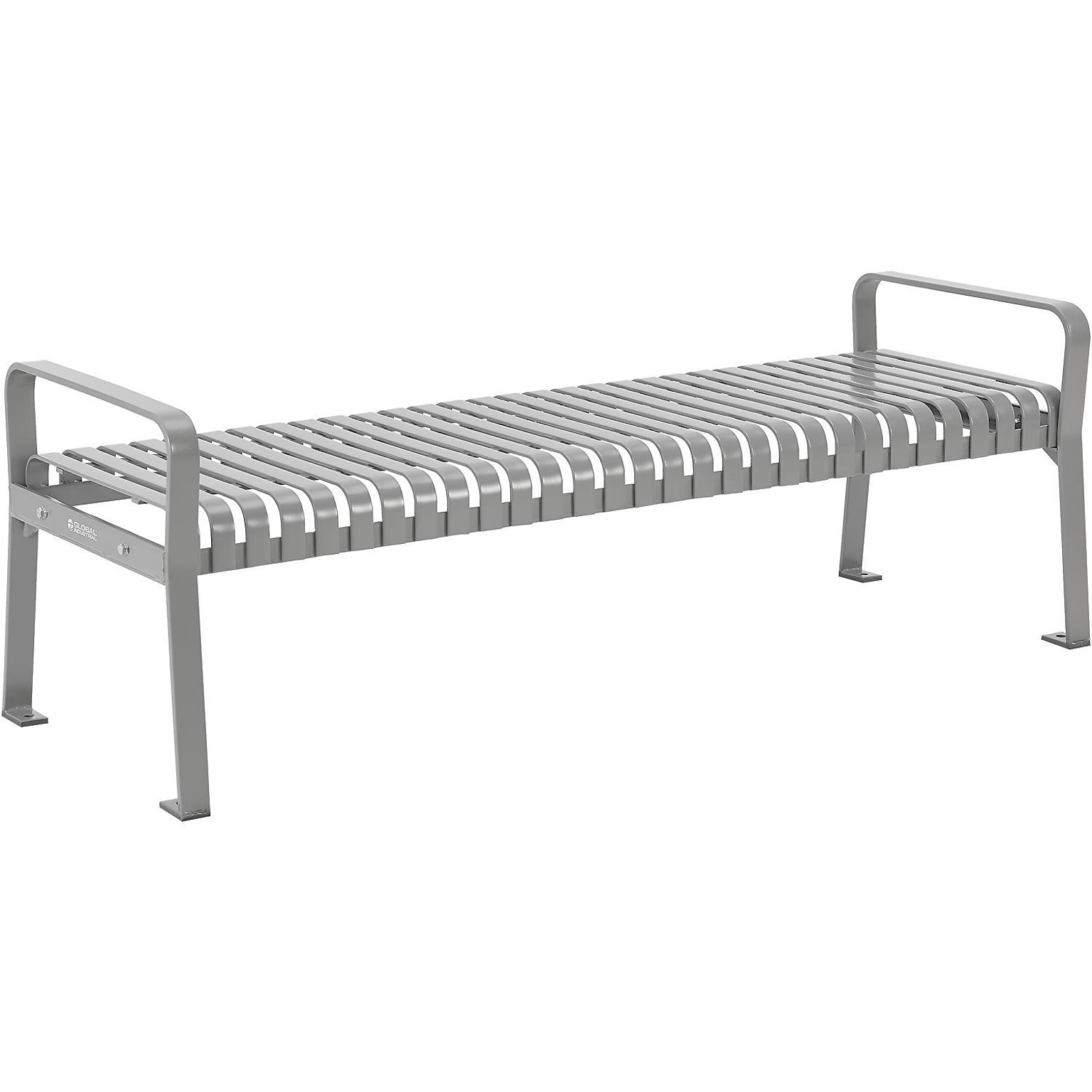 Global Industrial 6 Outdoor Bench, Backless, Vertical Steel Slat, Gray (262113GYKD)
